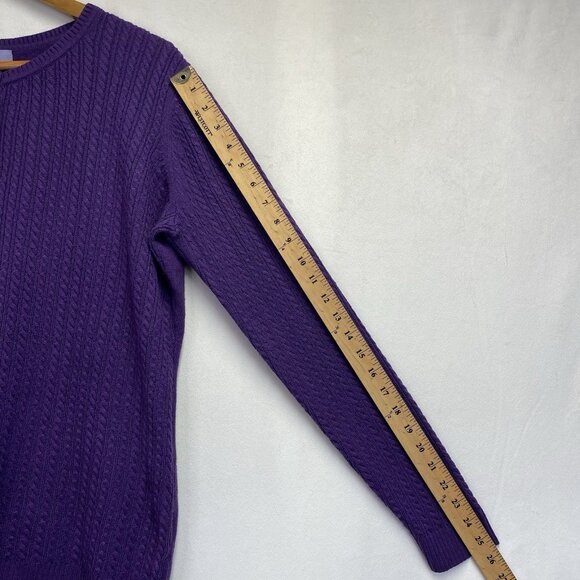 Laura Scott Cable Knit Henley Neck Pullover Sweater Women Size XL Purple Stretch - Picture 13 of 16